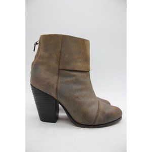 Rag & Bone Boots Newbury Women's 38.5 / 8.5 Bootie Distressed Brown Suede Heel